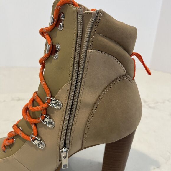 Steve Madden Boots Womens 9 M Karey Ankle Booties Boots Beige Fabric Leather - Picture 5 of 14